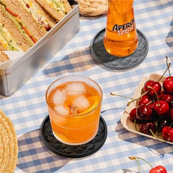 Silicone Coasters [6 Pack] Coasters with Holder - Drinking Coasters - Cup Mat - Picture 5 of 8